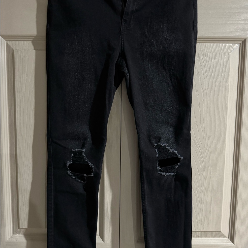 Hollister Women's Black High Rise Ripped Jeans